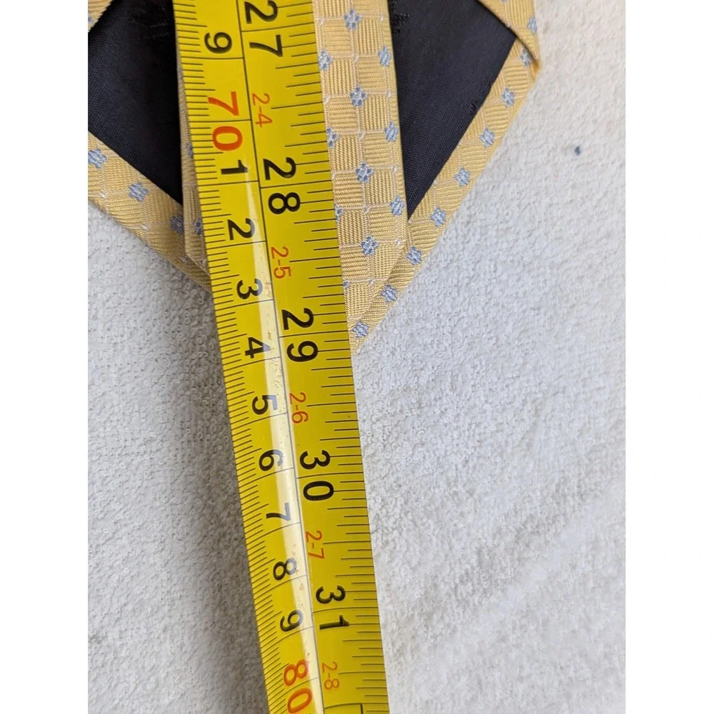 Brooks Brothers 346 Silk Tie Yellow Blue Micro Geometric Pattern Stain Resistant